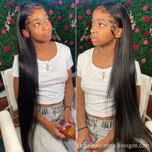 Virgin Brazilian Raw Hair Silk Straight 13x4 Lace Front Hair Wigs Bone Straight Human Hair